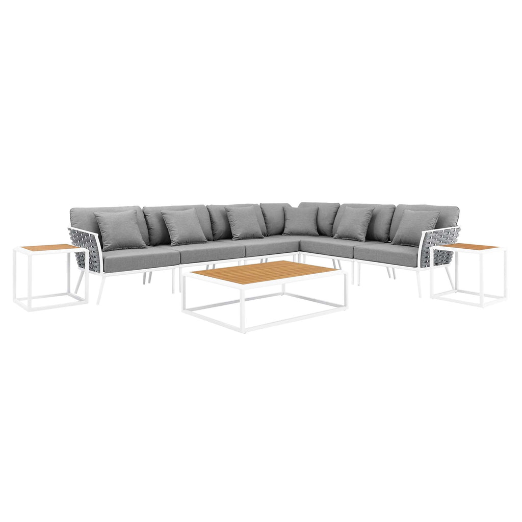 outdoor 9 Piece Aluminum Outdoor Patio Aluminum Sectional Sofa Set