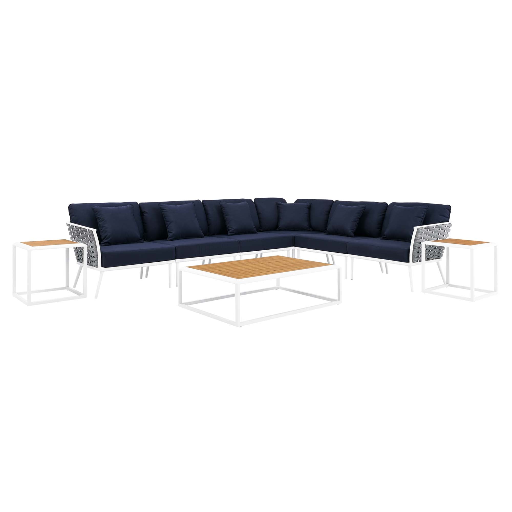 outdoor 9 Piece Aluminum Outdoor Patio Aluminum Sectional Sofa Set