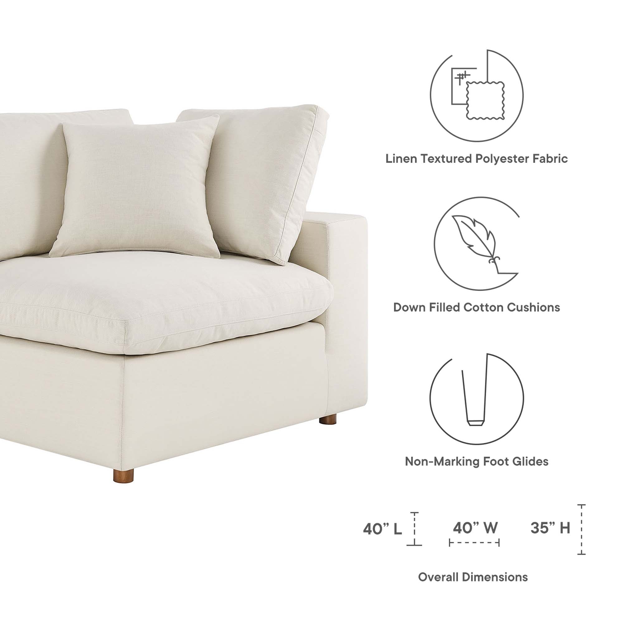modular 6-Piece Down Filled Overstuffed Sectional Sofa