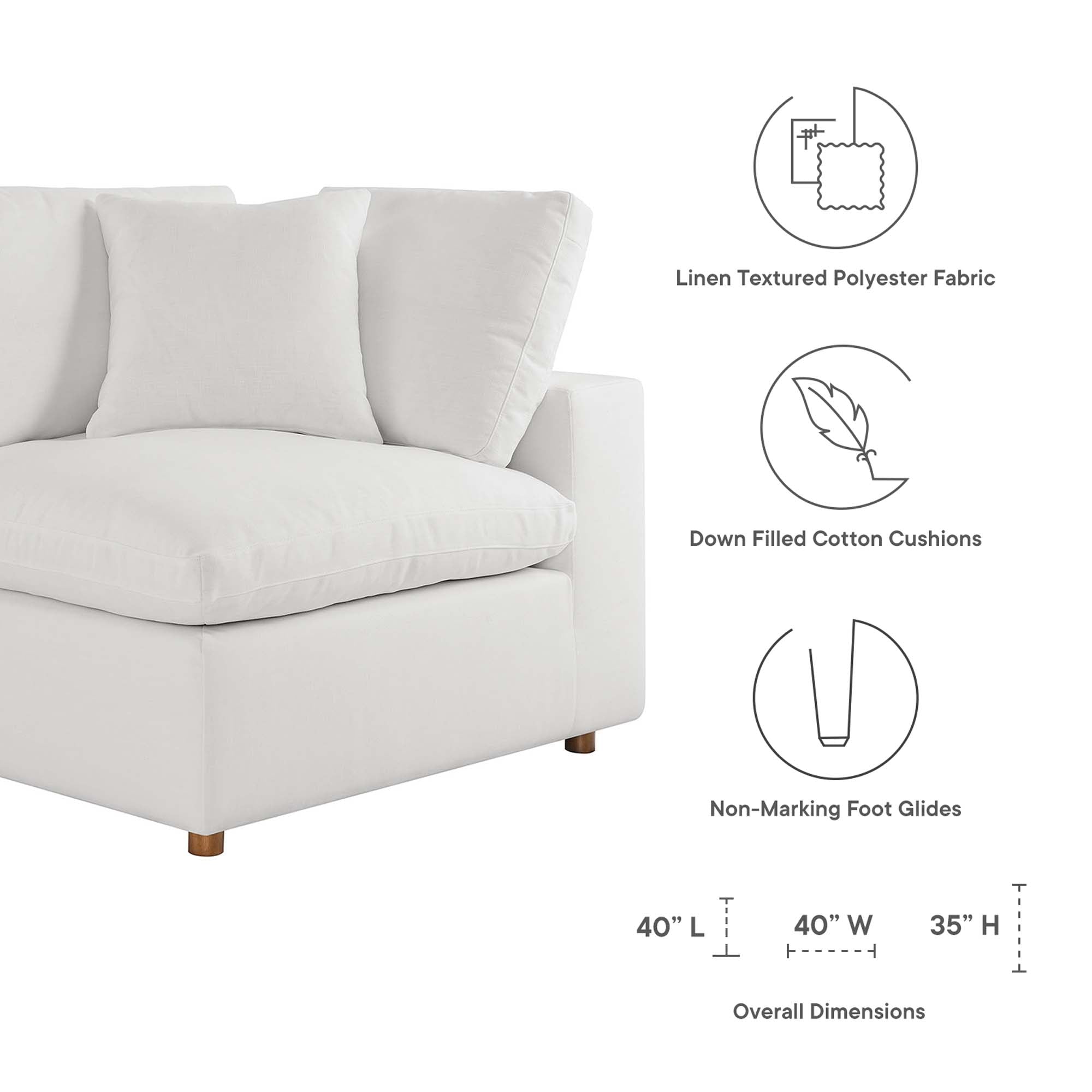modular 6-Piece Down Filled Overstuffed Sectional Sofa