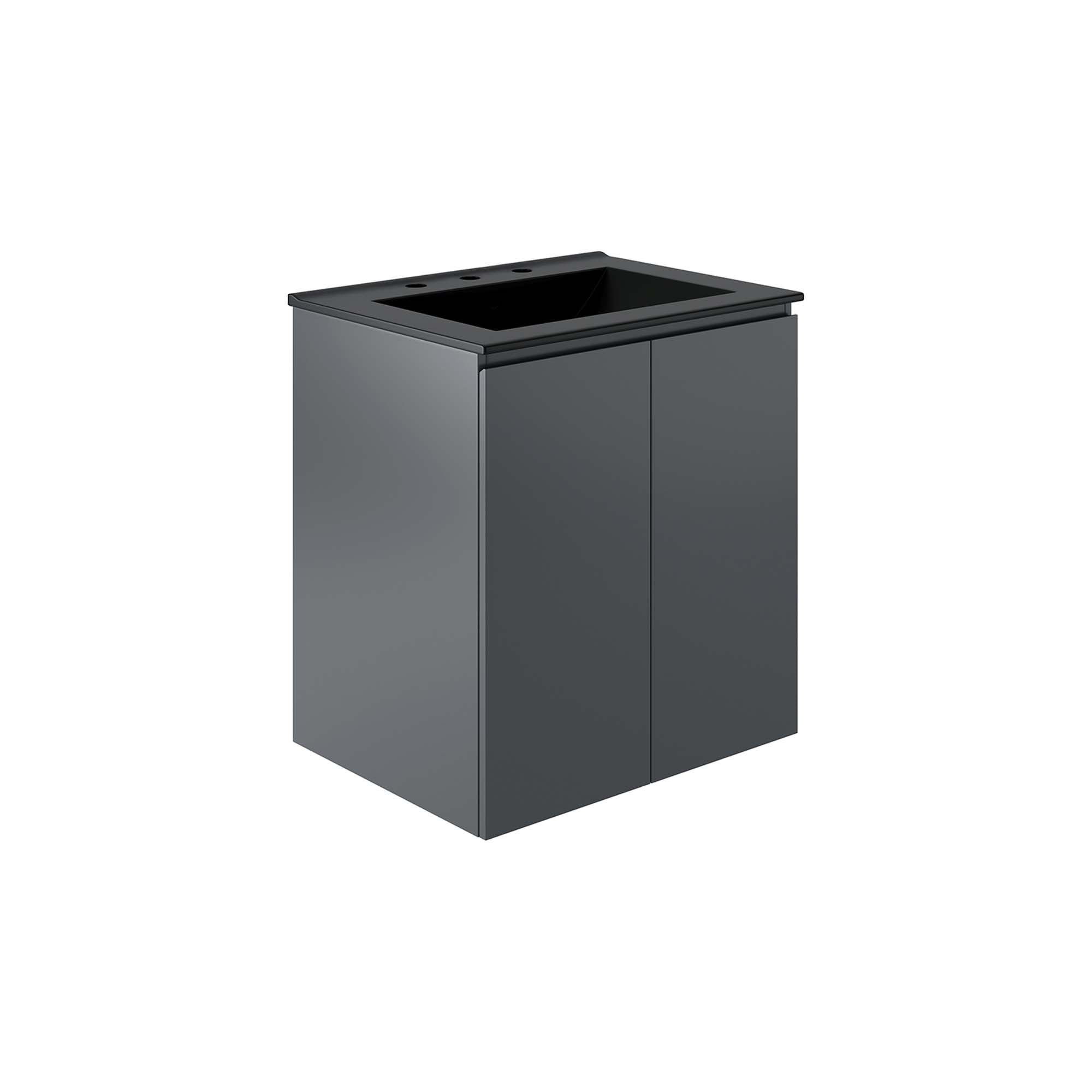 Bryn Wall-Mount Bathroom Vanity Basin Included - EEI-5777-GRY-BLK