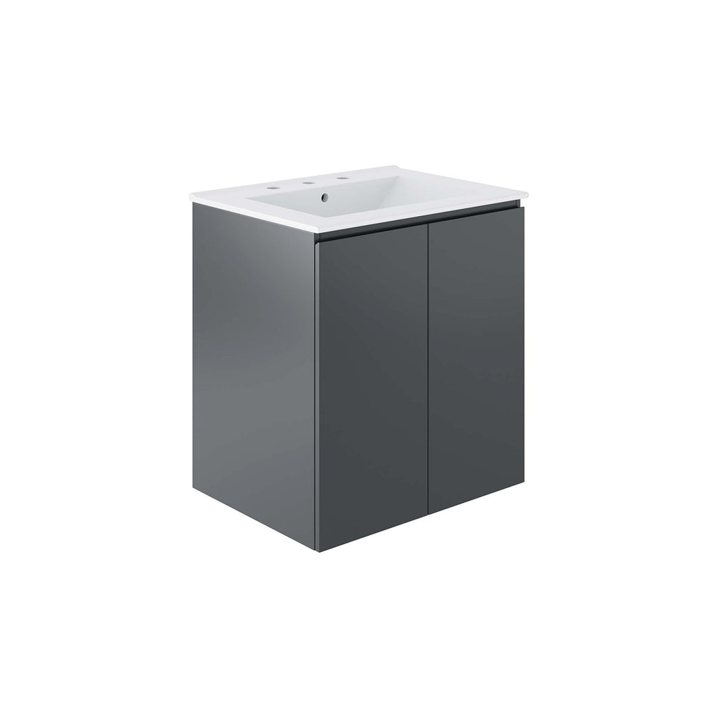 Bryn Wall-Mount Bathroom Vanity Basin Included - EEI-5777-GRY-WHI