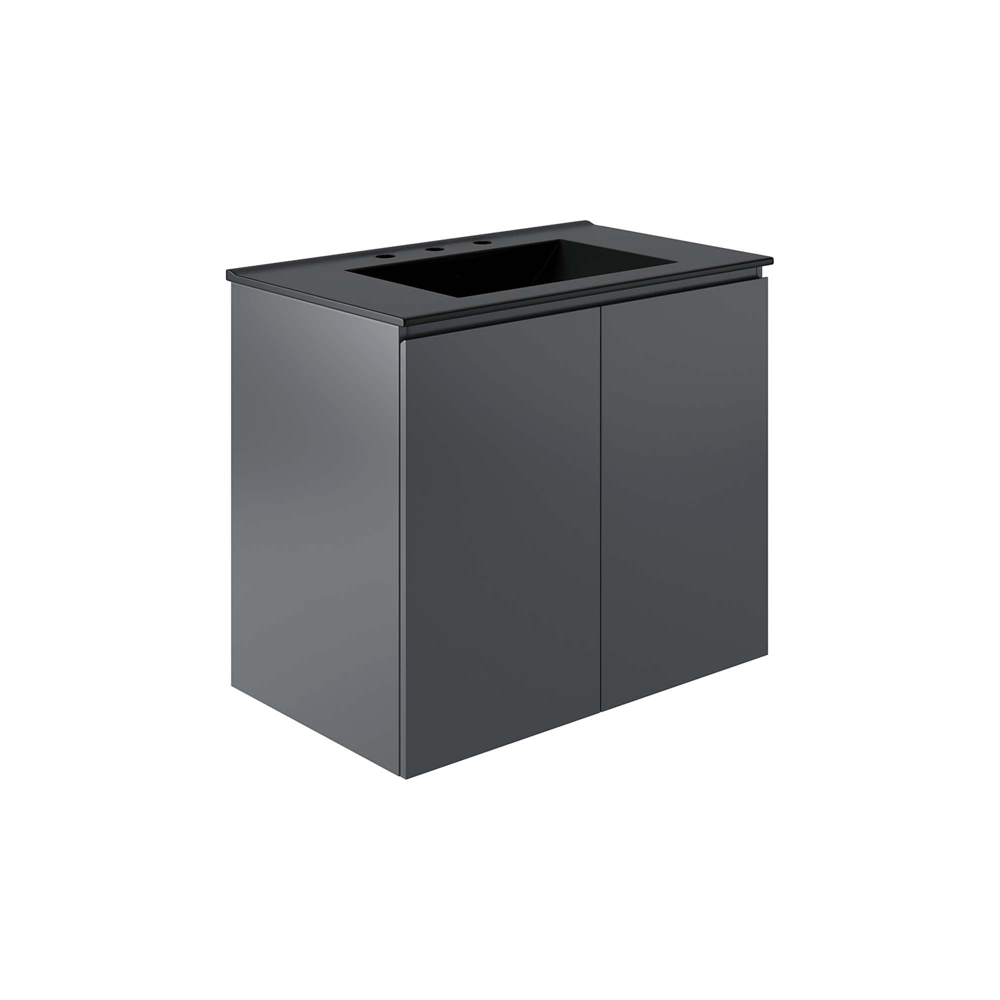 Bryn Wall-Mount Bathroom Vanity Basin Included - EEI-5778-GRY-BLK
