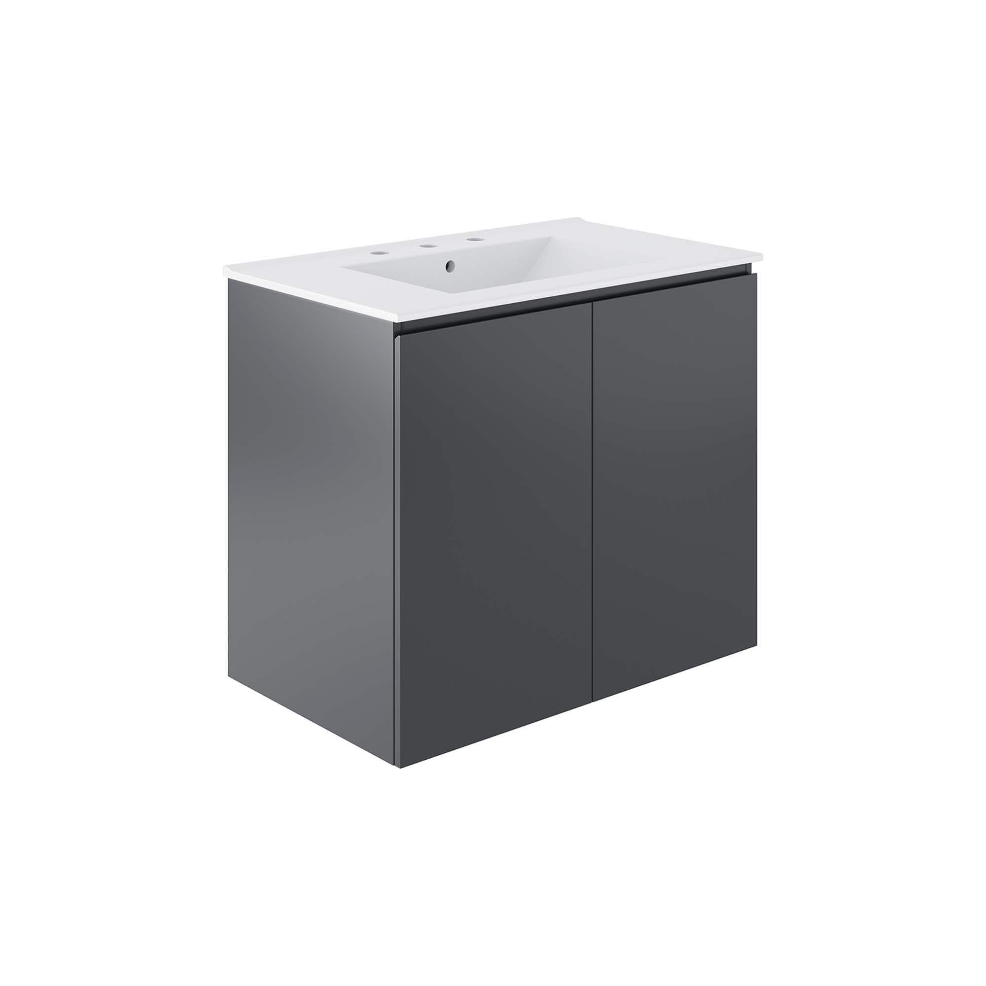 Bryn Wall-Mount Bathroom Vanity Basin Included - EEI-5778-GRY-WHI