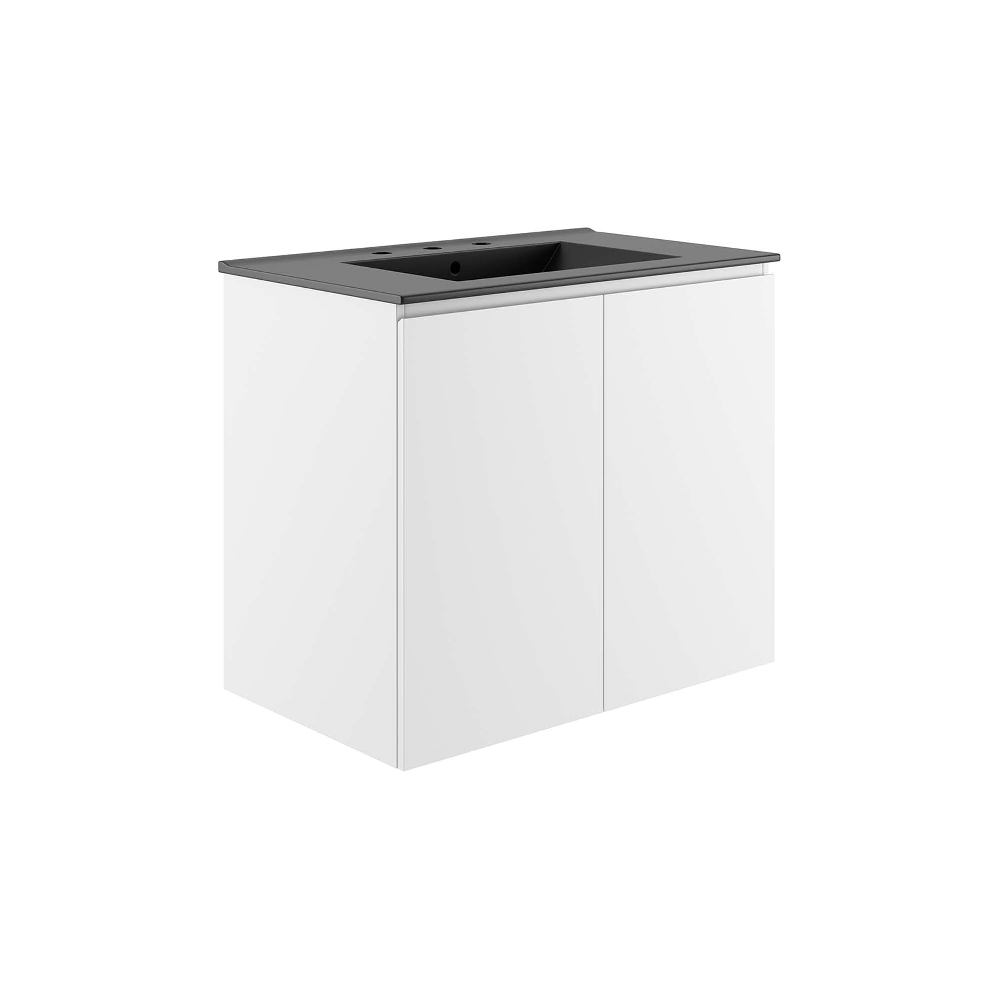 Bryn Wall-Mount Bathroom Vanity Basin Included - EEI-5778-WHI-BLK