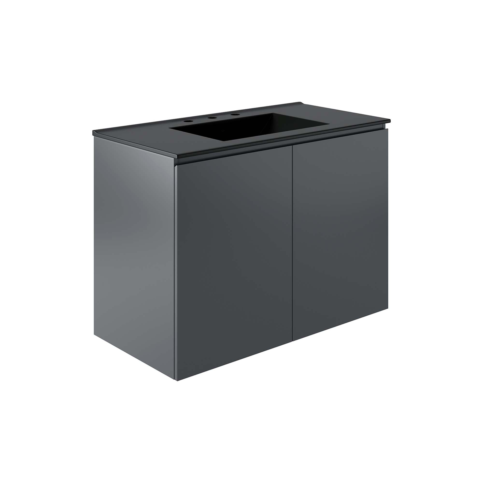 Bryn Wall-Mount Bathroom Vanity Basin Included - EEI-5779-GRY-BLK