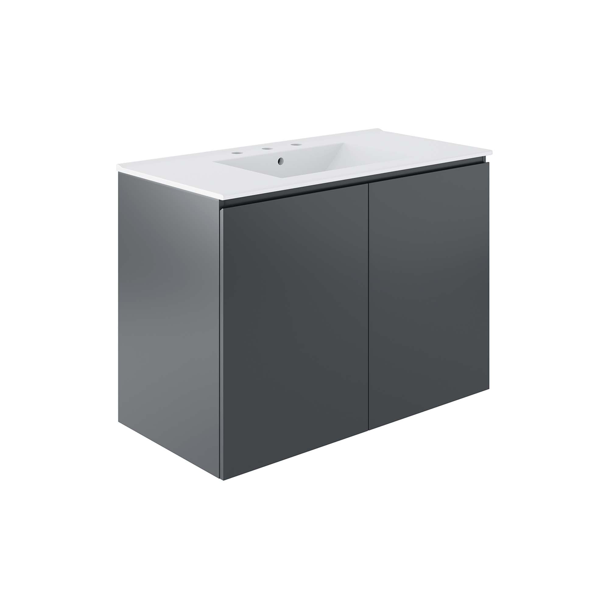 Bryn Wall-Mount Bathroom Vanity Basin Included - EEI-5779-GRY-WHI