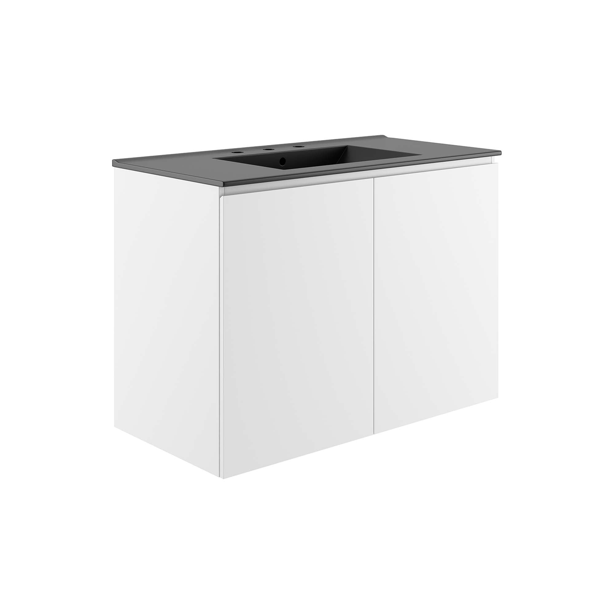 Bryn Wall-Mount Bathroom Vanity Basin Included - EEI-5779-WHI-BLK