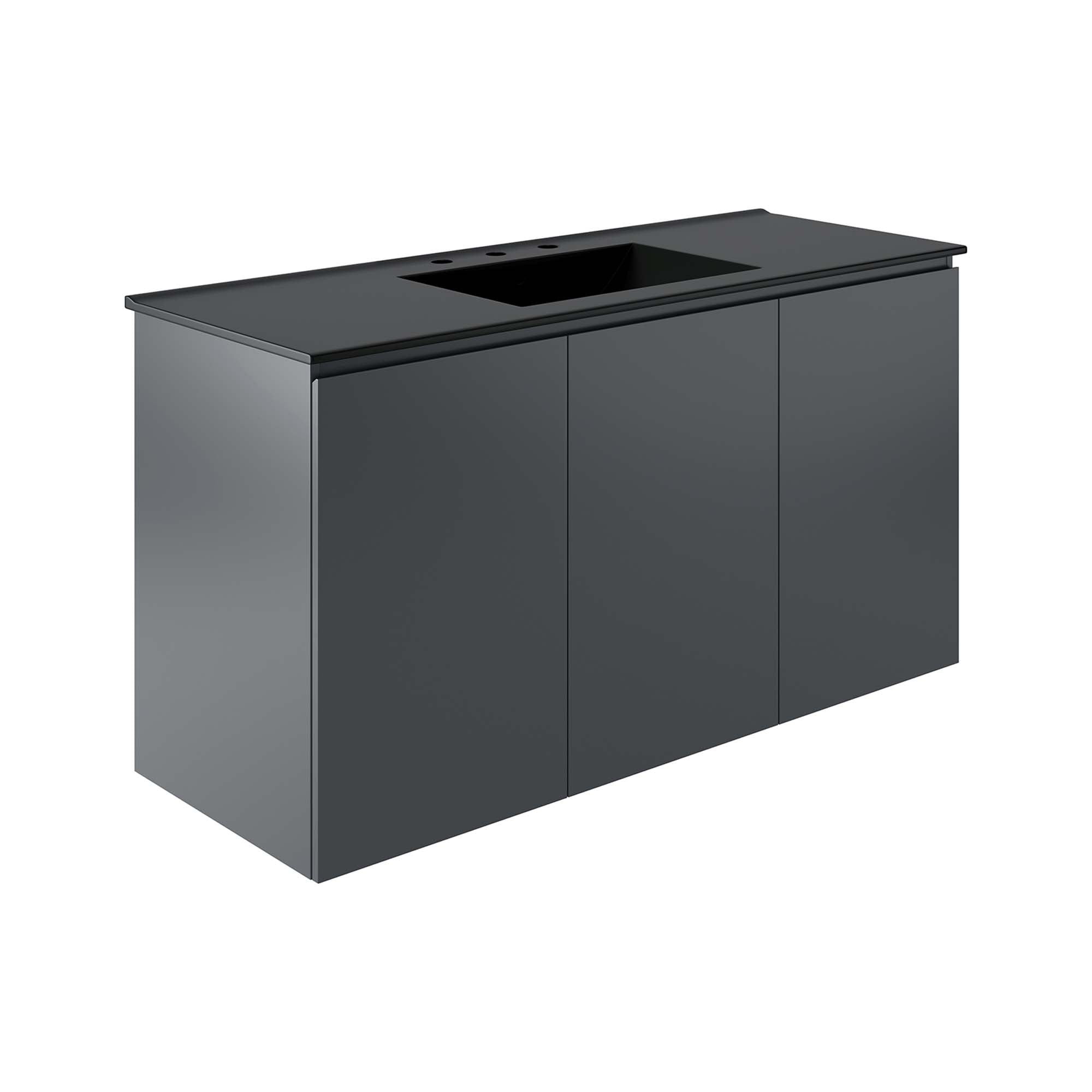 Bryn Wall-Mount Bathroom Vanity Basin Included - EEI-5780-GRY-BLK