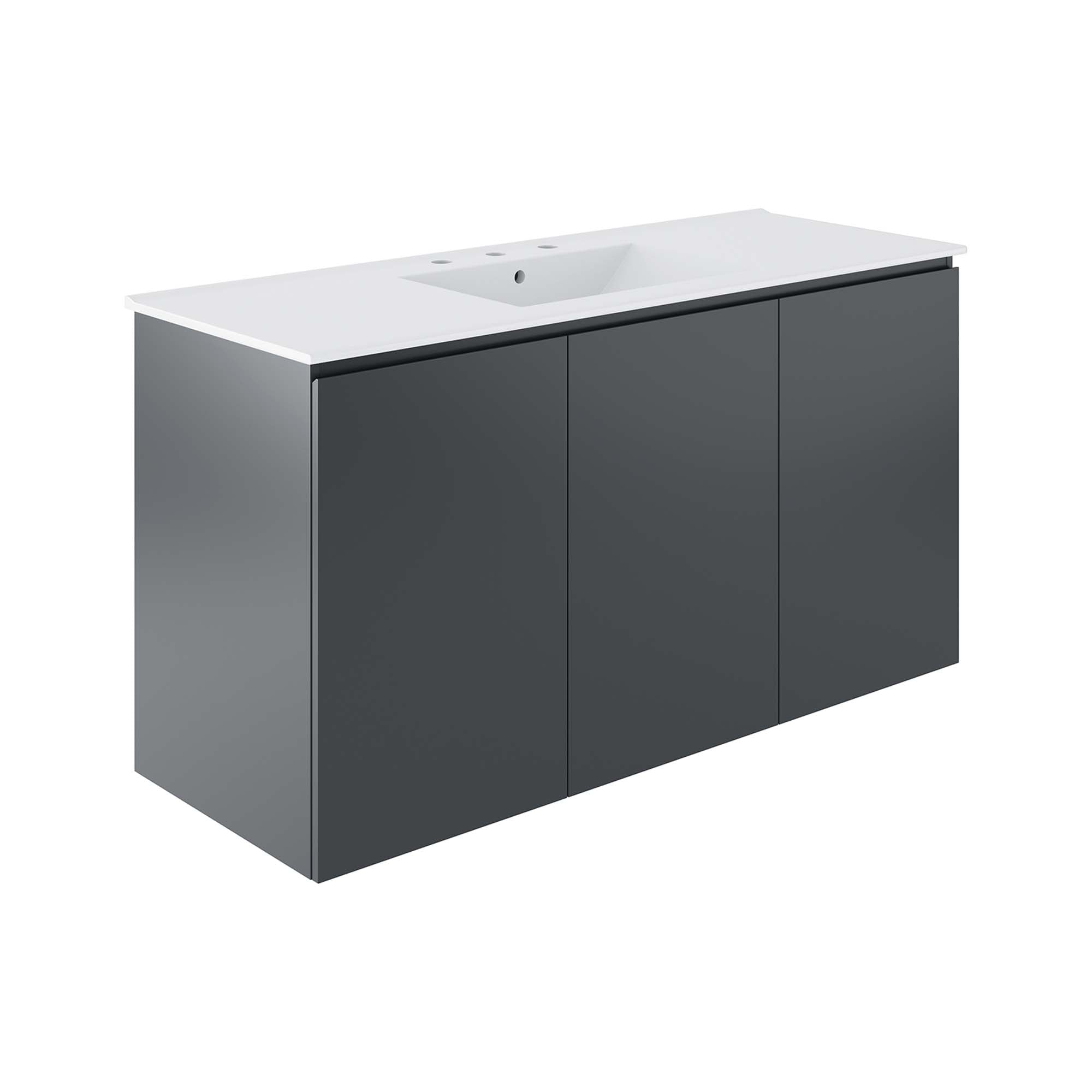 Bryn Wall-Mount Bathroom Vanity Basin Included - EEI-5780-GRY-WHI