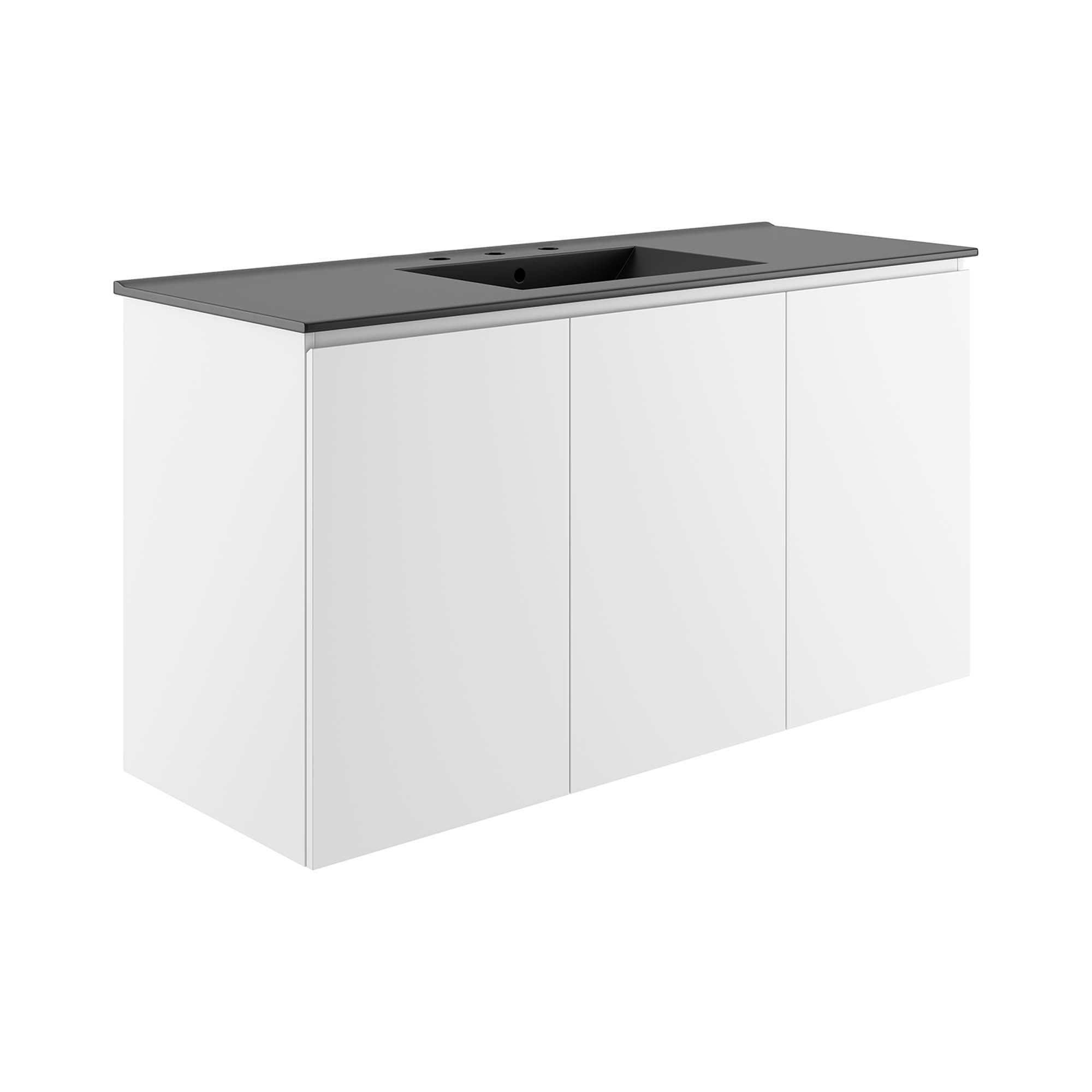Bryn Wall-Mount Bathroom Vanity Basin Included - EEI-5780-WHI-BLK