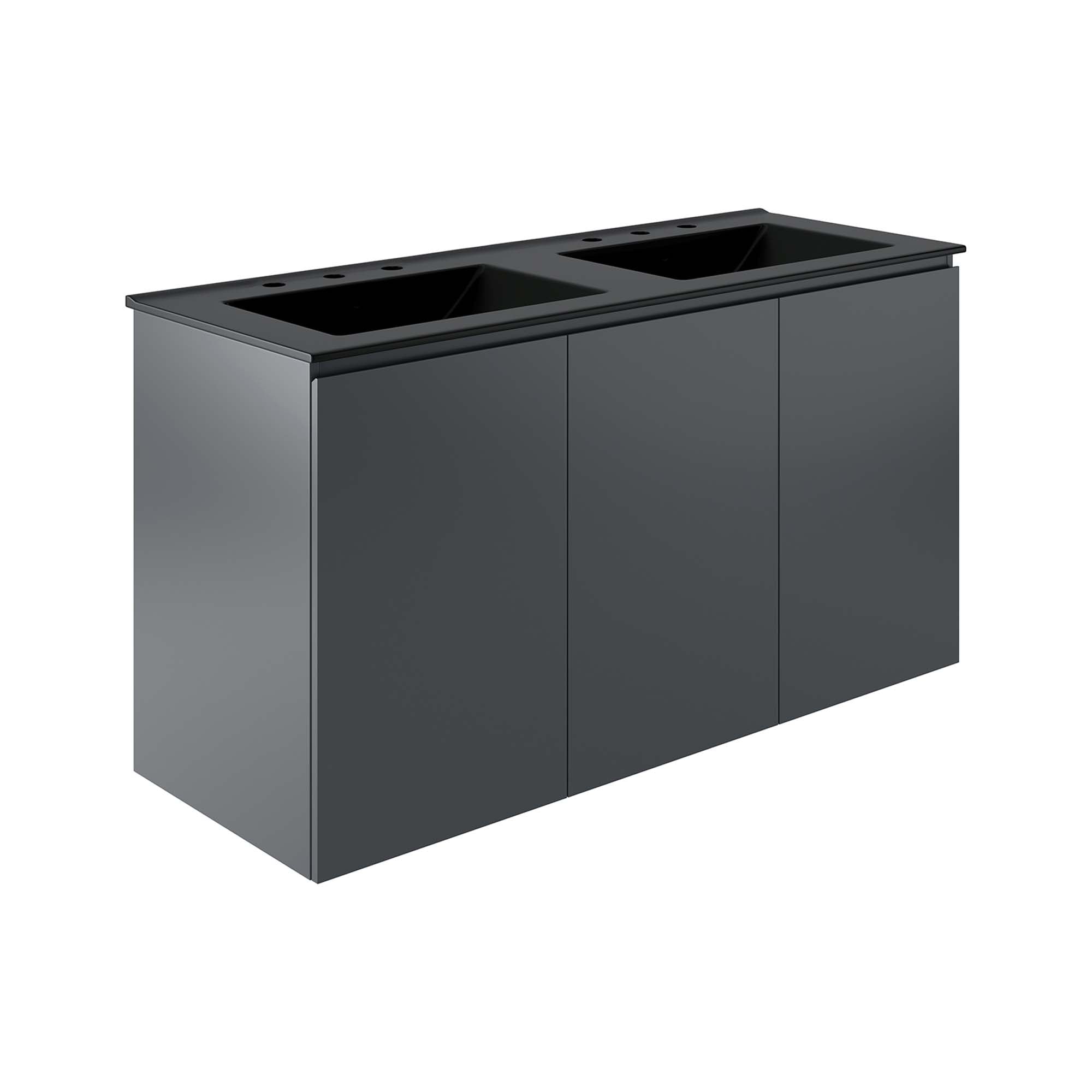 Bryn Wall-Mount Bathroom Vanity Basin Included - EEI-5781-GRY-BLK