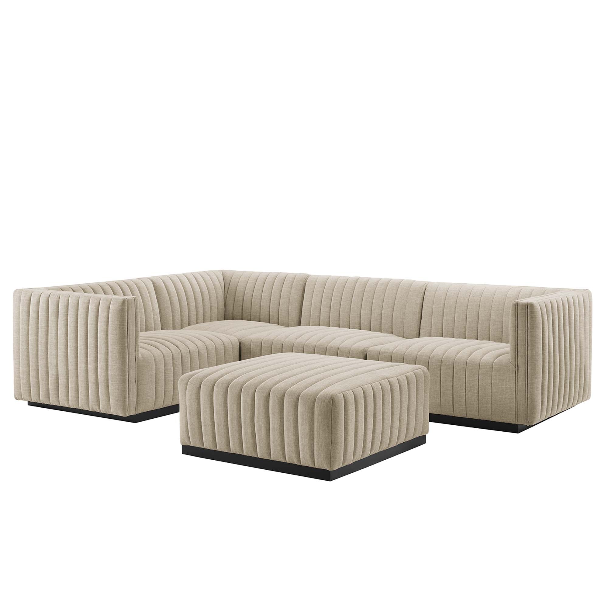 Conjure 6-Piece Channel Tufted Performance Velvet U-Shaped Sectional