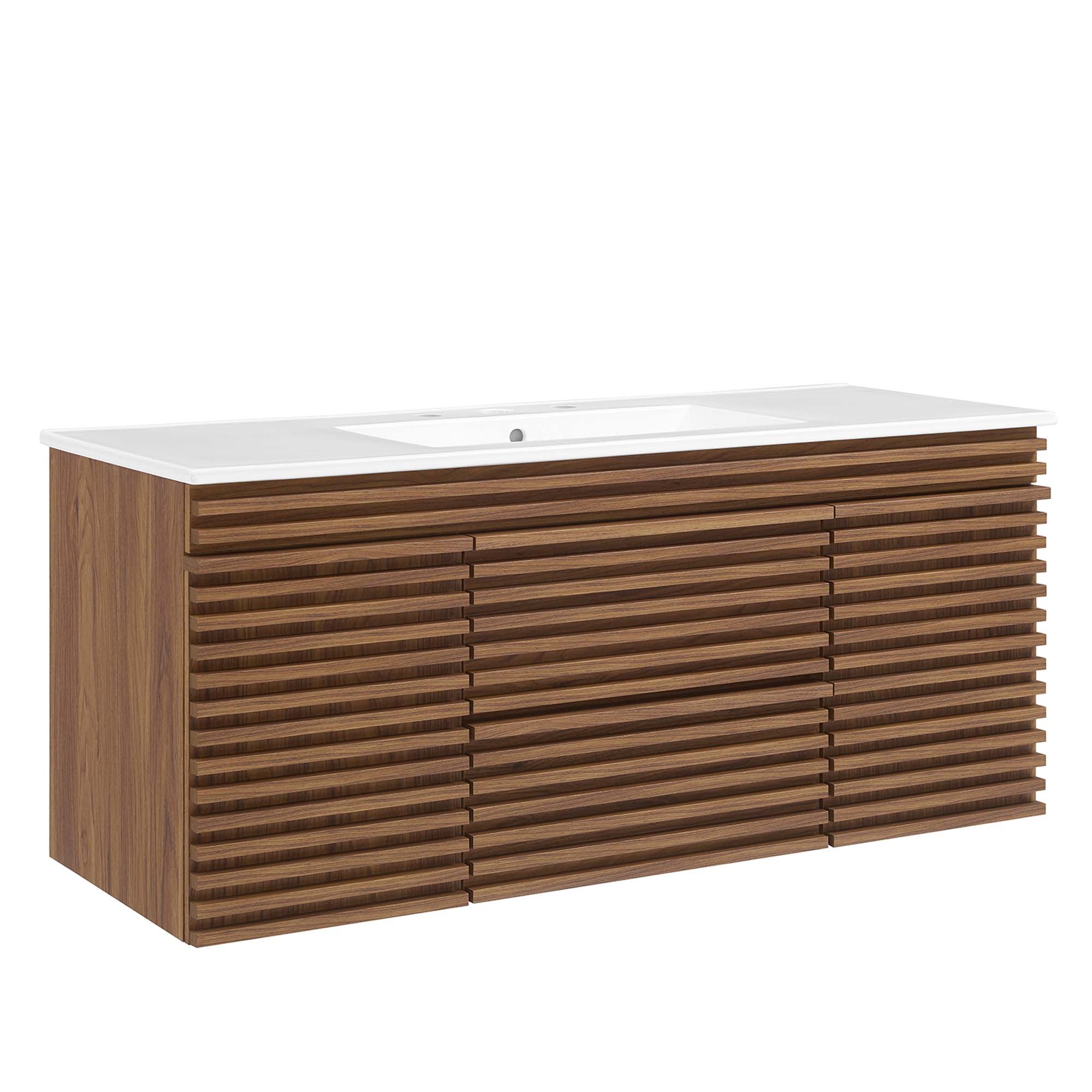 Render 48" Wall-Mount Bathroom Vanity Basin Included - EEI-5801-WAL-WHI