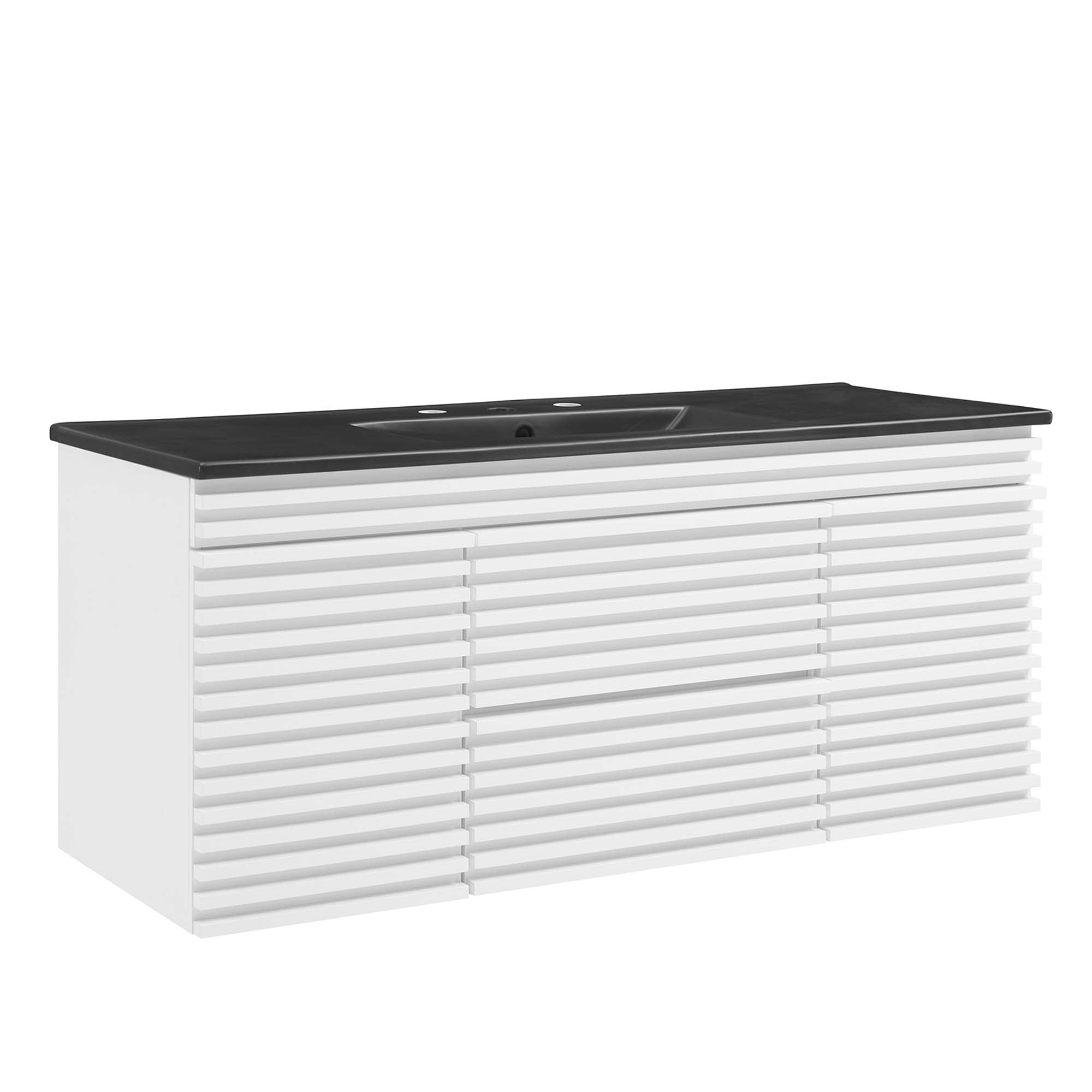 Render 48" Wall-Mount Bathroom Vanity Basin Included - EEI-5801-WHI-BLK