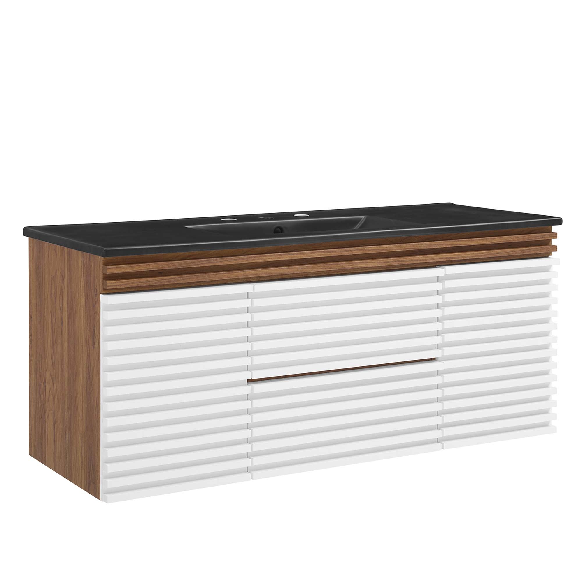Render 48" Wall-Mount Bathroom Vanity Basin Included - EEI-5801-WHI-WAL-BLK