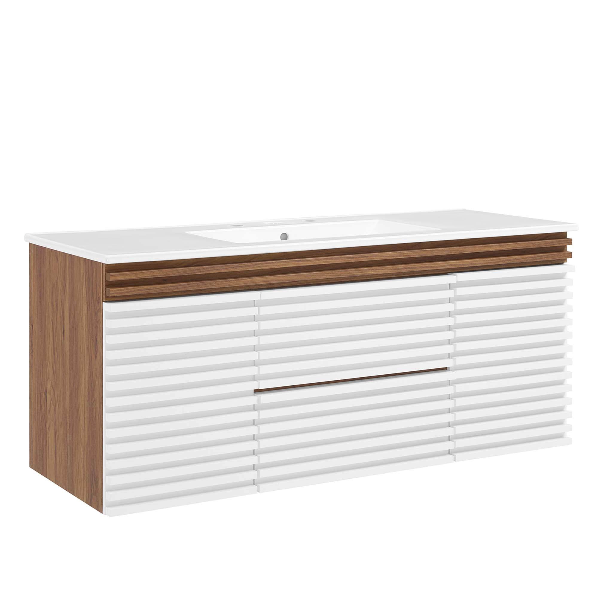 Render 48" Wall-Mount Bathroom Vanity Basin Included - EEI-5801-WHI-WAL-WHI