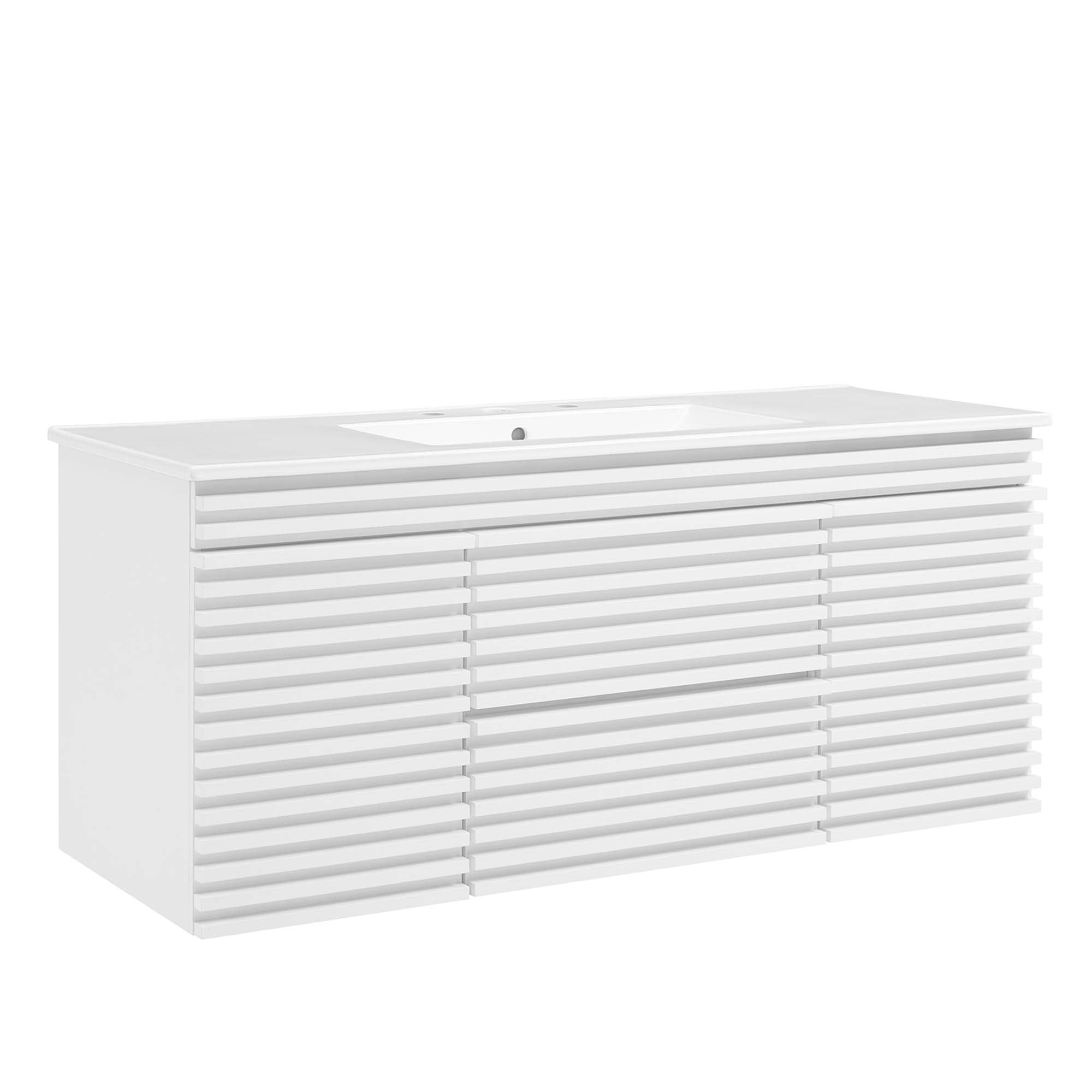 Render 48" Wall-Mount Bathroom Vanity Basin Included - EEI-5801-WHI-WHI