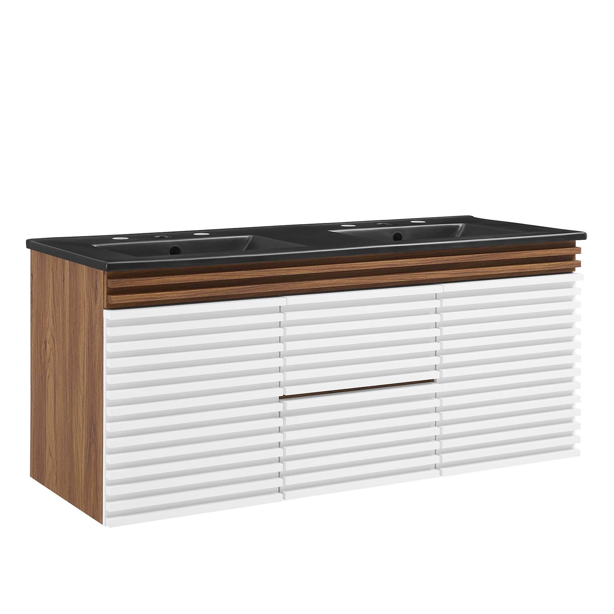 Render 48" Wall-Mount Bathroom Vanity Basin Included - EEI-5802-WHI-WAL-BLK