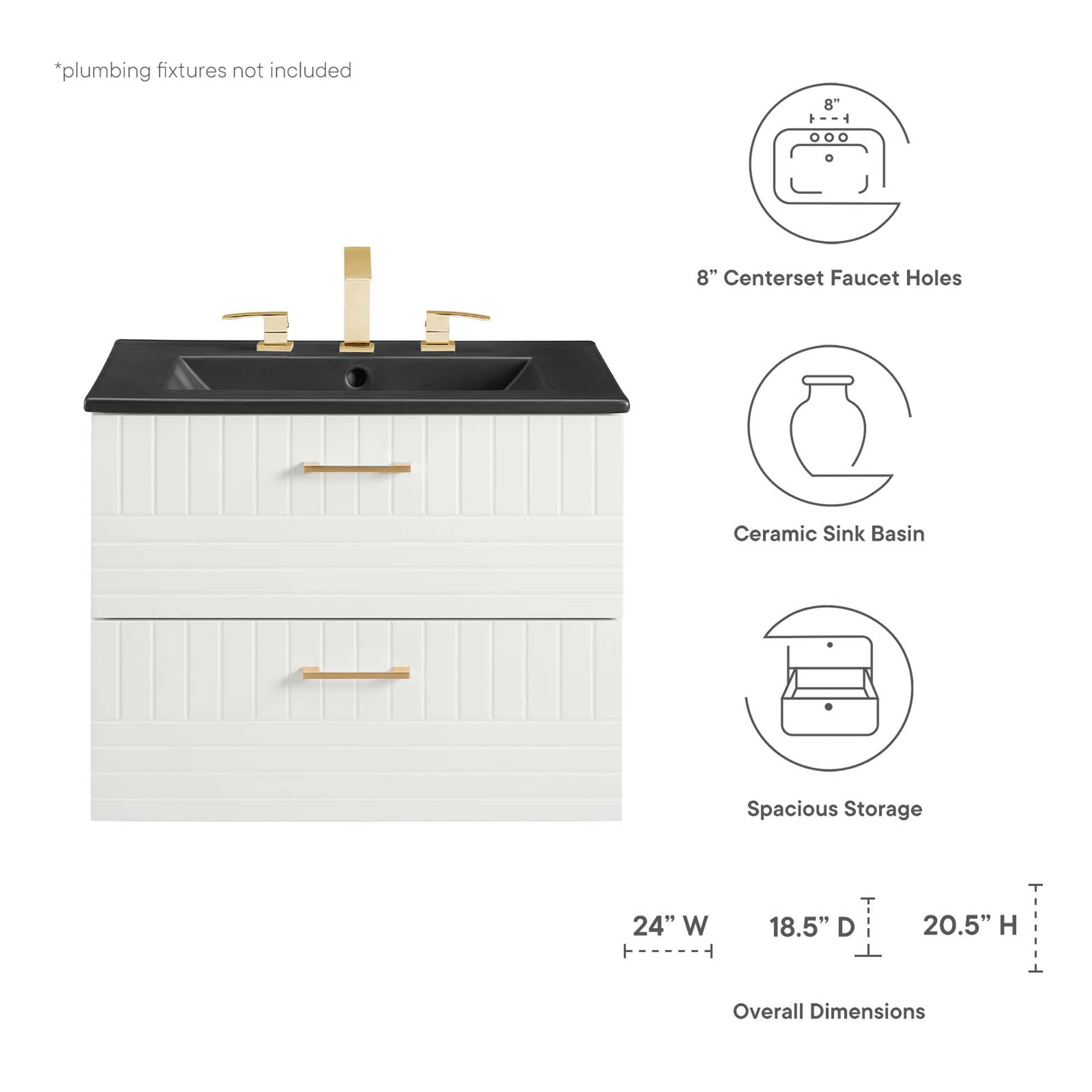 Daybreak Wall-Mount Bathroom Vanity Basin Included