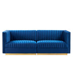 Sanguine 7-Piece Channel Tufted Performance Velvet Right-Facing Modular Sectional Sofa