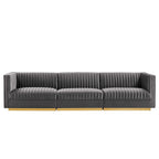 Sanguine Channel Tufted Performance Velvet 3-Seat Modular Sectional Sofa