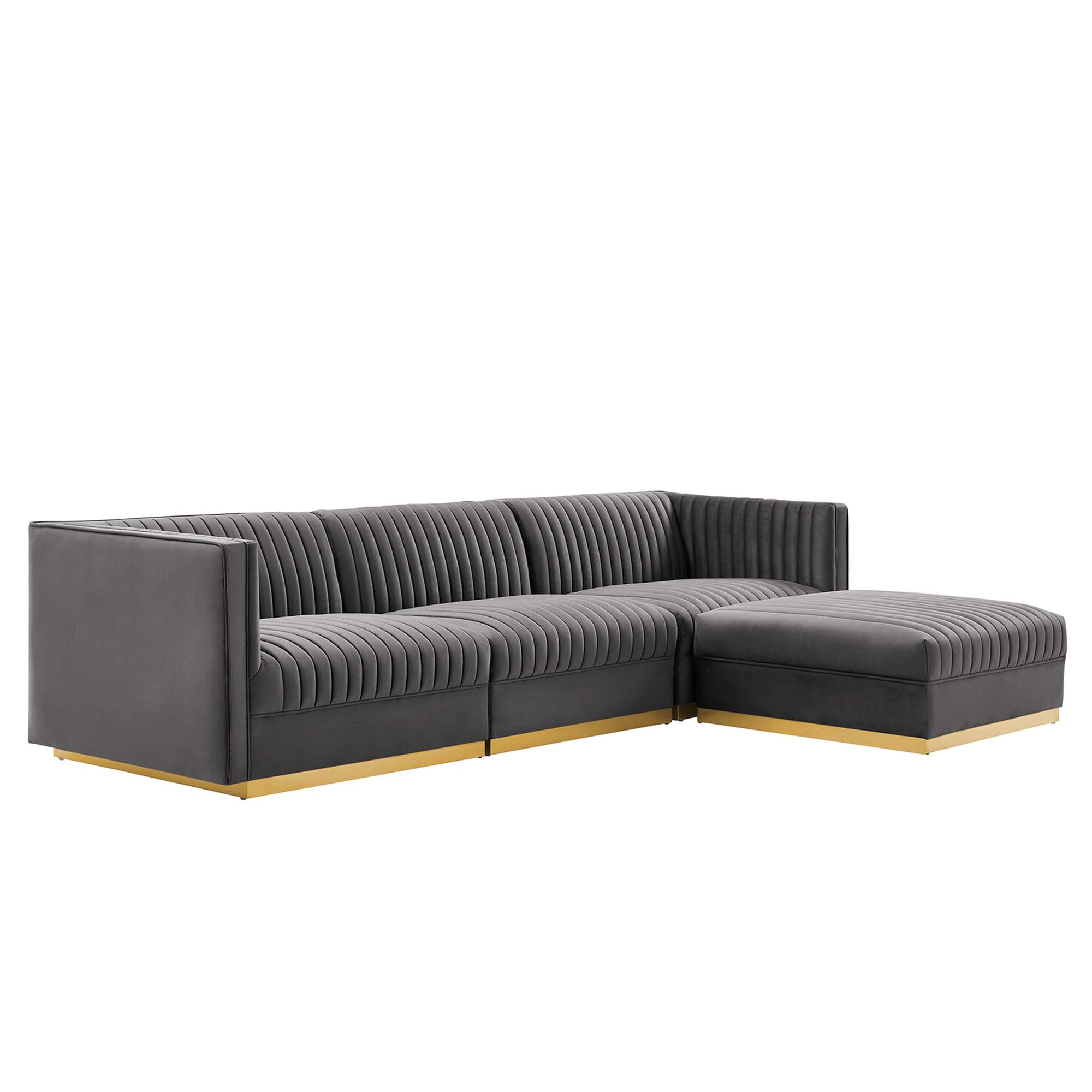 Sanguine 7-Piece Channel Tufted Performance Velvet Right-Facing Modular Sectional Sofa