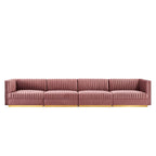 Sanguine Channel Tufted Performance Velvet 4-Seat Modular Sectional Sofa