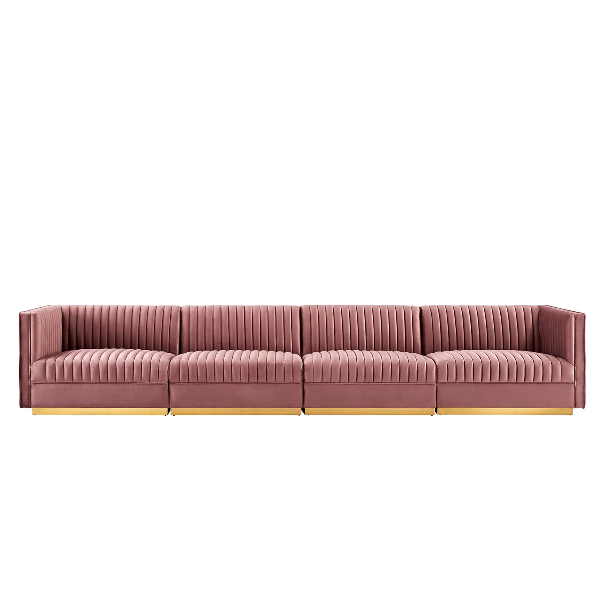 Sanguine 7-Piece Channel Tufted Performance Velvet Right-Facing Modular Sectional Sofa