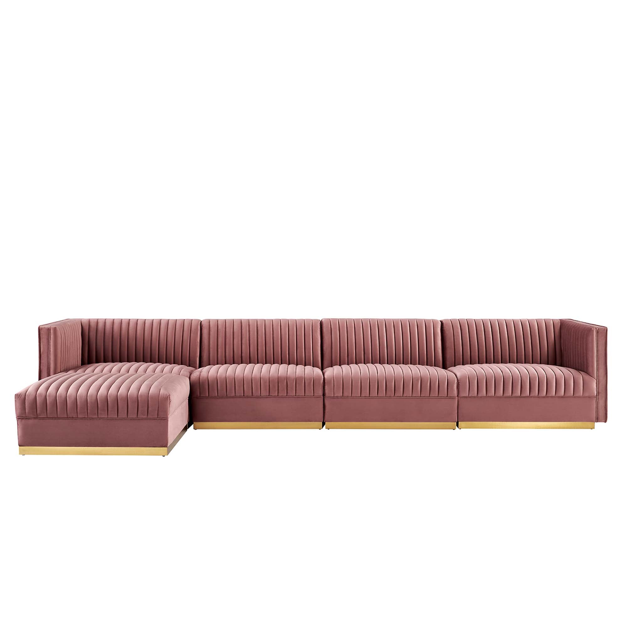 Sanguine 7-Piece Channel Tufted Performance Velvet Right-Facing Modular Sectional Sofa