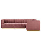 Sanguine 4-Piece Channel Tufted Performance Velvet Right-Facing Modular Sectional Sofa