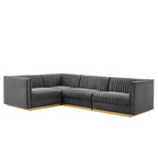 Sanguine 7-Piece Channel Tufted Performance Velvet Right-Facing Modular Sectional Sofa