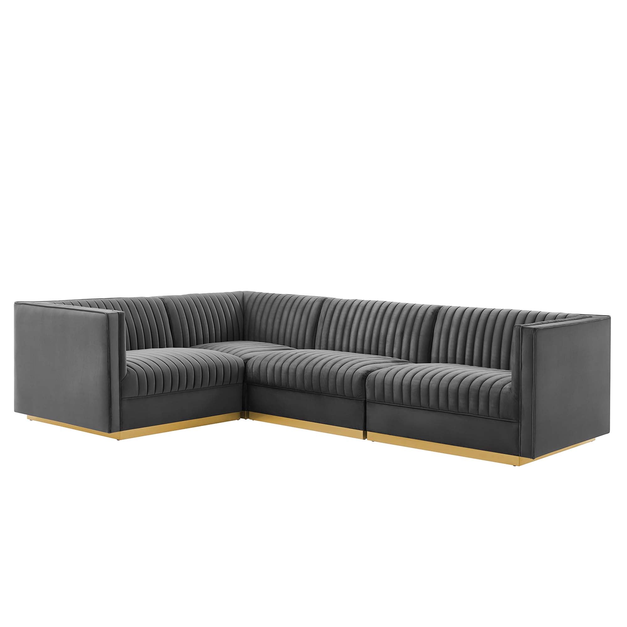 Sanguine 7-Piece Channel Tufted Performance Velvet Right-Facing Modular Sectional Sofa