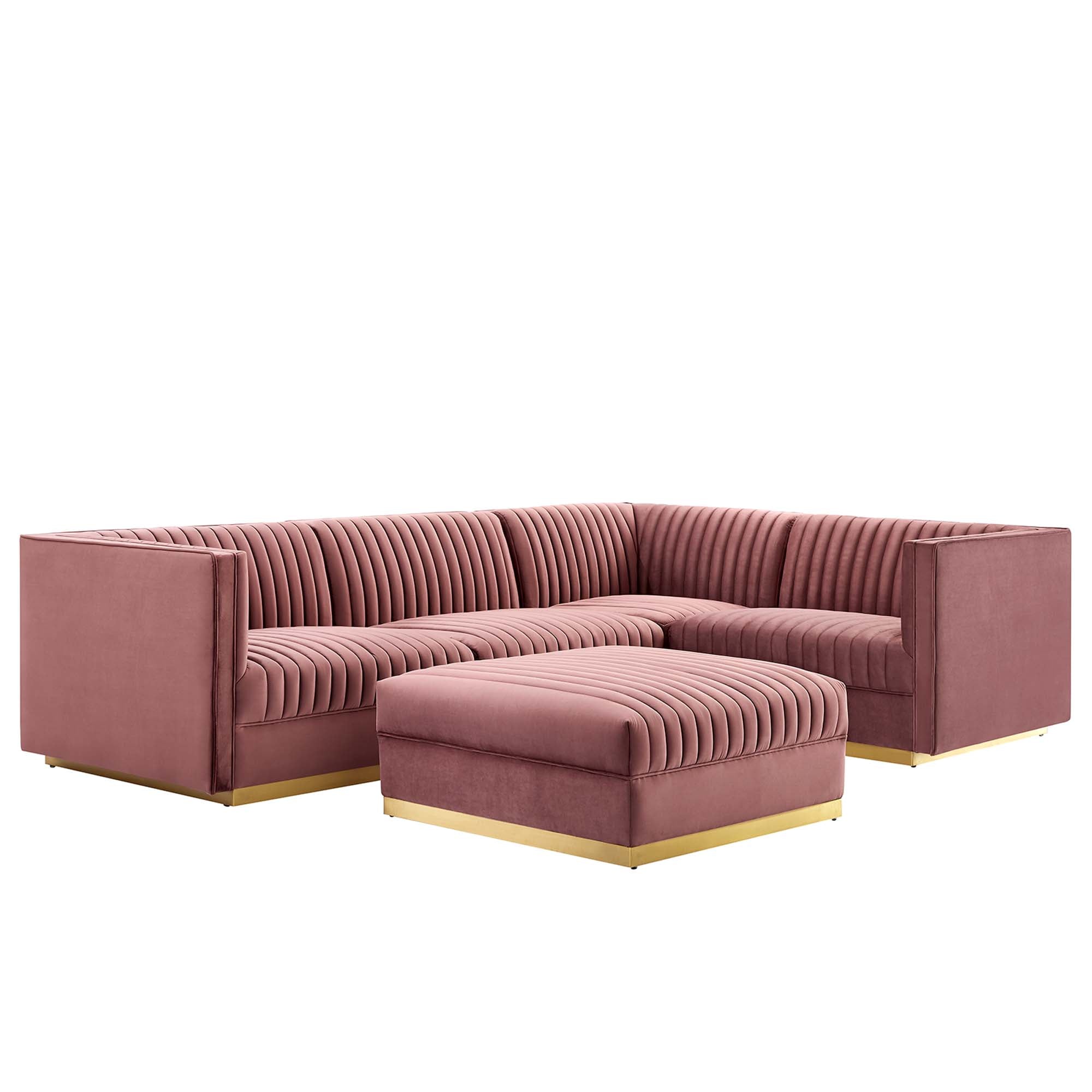 Sanguine 7-Piece Channel Tufted Performance Velvet Right-Facing Modular Sectional Sofa