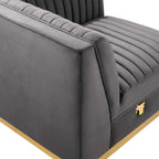 Sanguine 5-Piece Channel Tufted Performance Velvet Left-Facing Modular Sectional Sofa