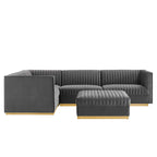 Sanguine 7-Piece Channel Tufted Performance Velvet Right-Facing Modular Sectional Sofa