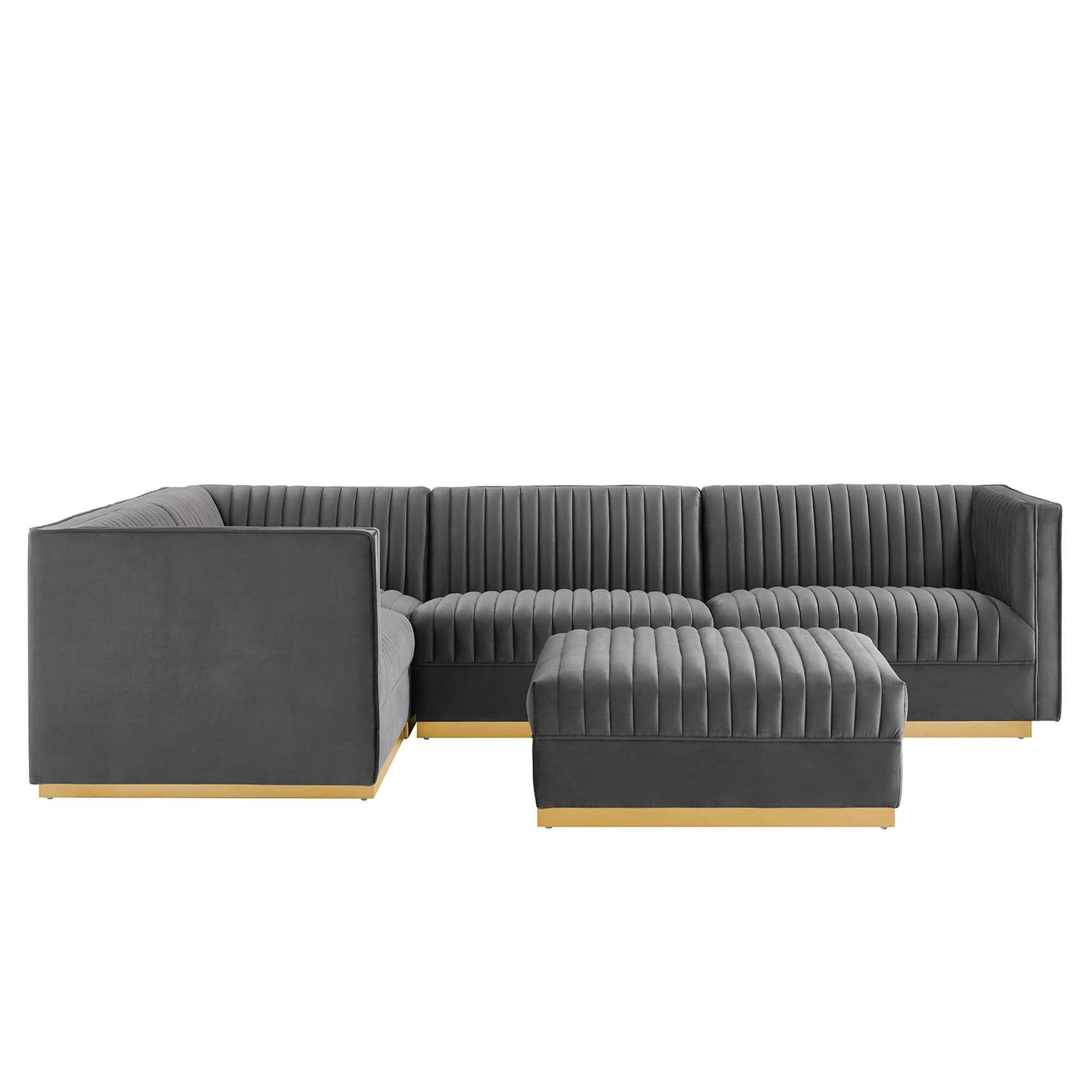 Sanguine 7-Piece Channel Tufted Performance Velvet Right-Facing Modular Sectional Sofa