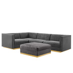 Sanguine 5-Piece Channel Tufted Performance Velvet Left-Facing Modular Sectional Sofa