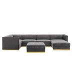 Sanguine 7-Piece Channel Tufted Performance Velvet Right-Facing Modular Sectional Sofa
