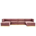 Sanguine 7-Piece Channel Tufted Performance Velvet Right-Facing Modular Sectional Sofa