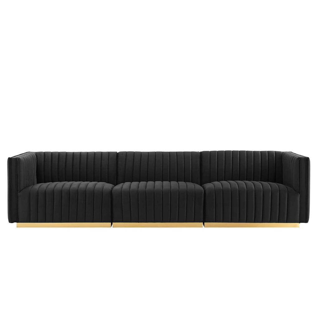 Conjure 6-Piece Channel Tufted Performance Velvet U-Shaped Sectional