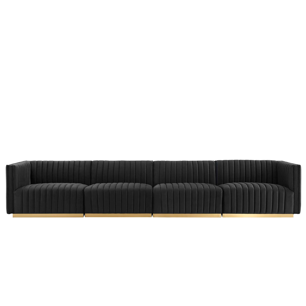 Conjure 6-Piece Channel Tufted Performance Velvet U-Shaped Sectional