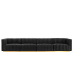 Conjure 6-Piece Channel Tufted Performance Velvet U-Shaped Sectional