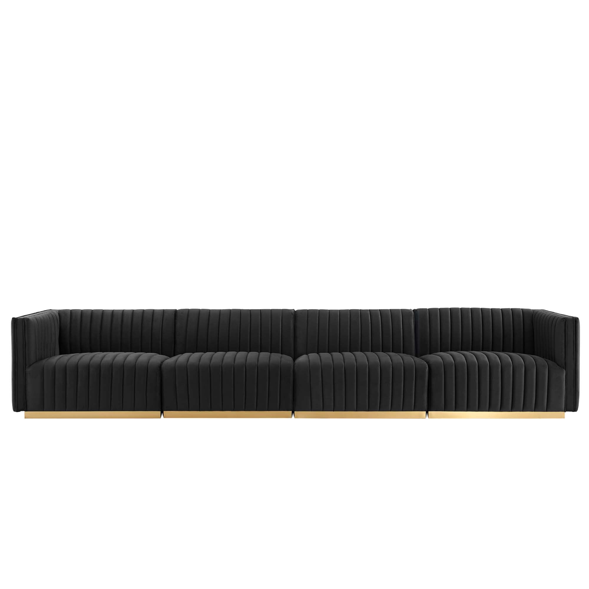 Conjure 6-Piece Channel Tufted Performance Velvet U-Shaped Sectional