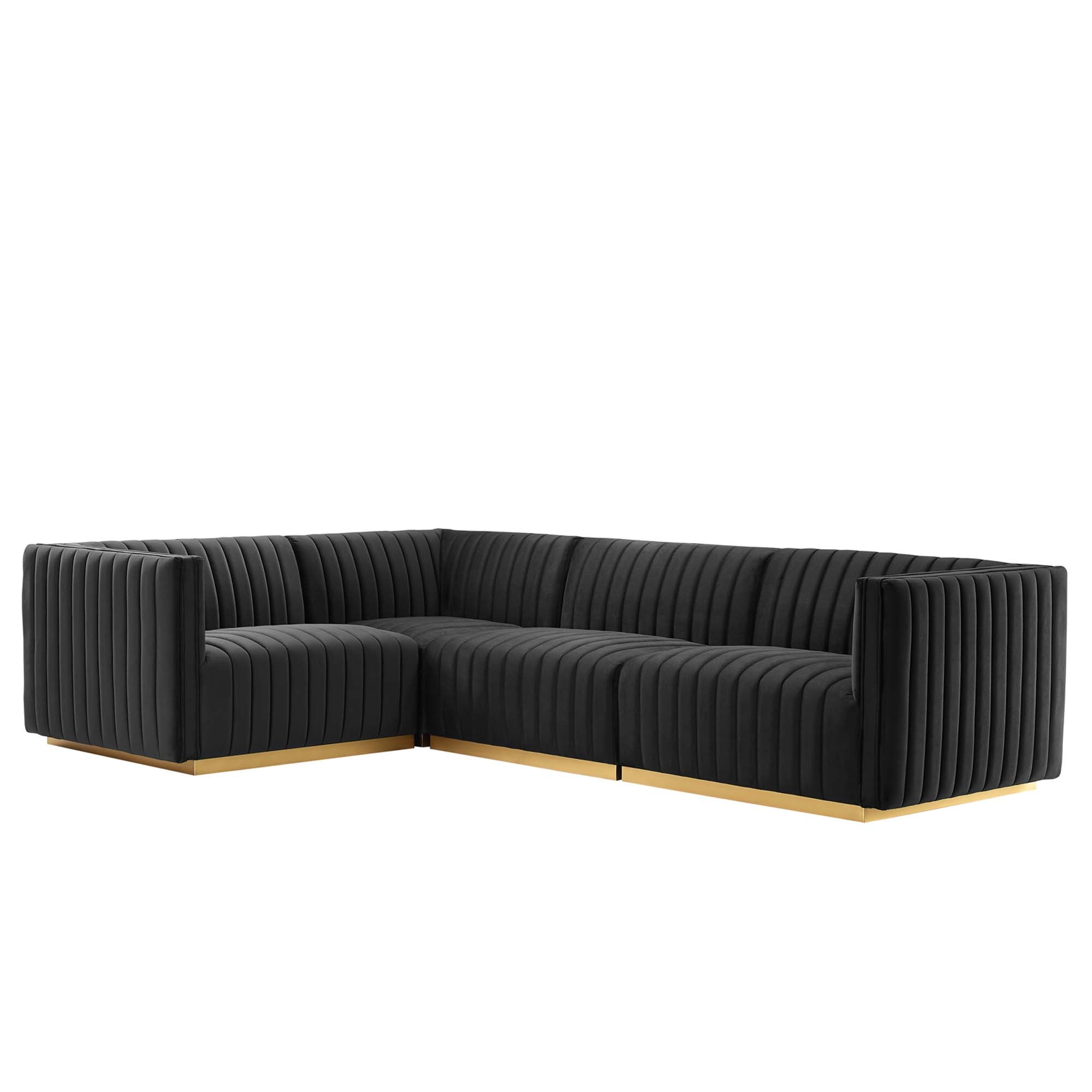 Conjure 6-Piece Channel Tufted Performance Velvet U-Shaped Sectional