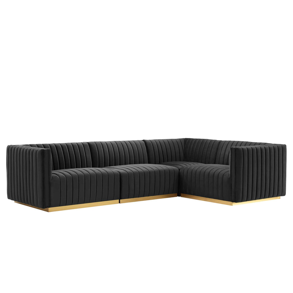 Conjure 6-Piece Channel Tufted Performance Velvet U-Shaped Sectional