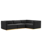 Conjure 6-Piece Channel Tufted Performance Velvet U-Shaped Sectional