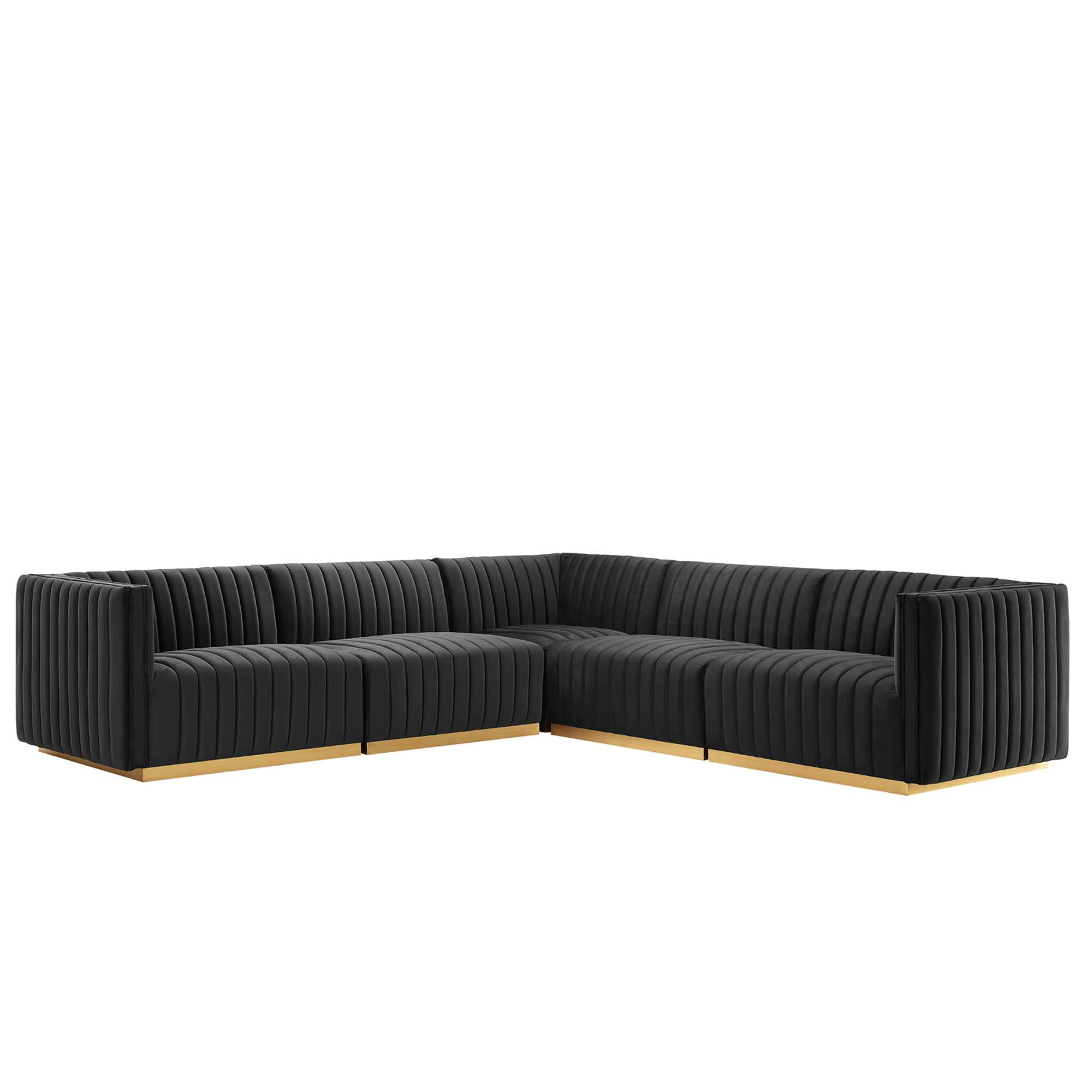 Conjure 6-Piece Channel Tufted Performance Velvet U-Shaped Sectional
