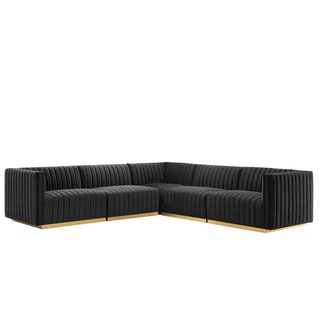 Conjure 6-Piece Channel Tufted Performance Velvet U-Shaped Sectional