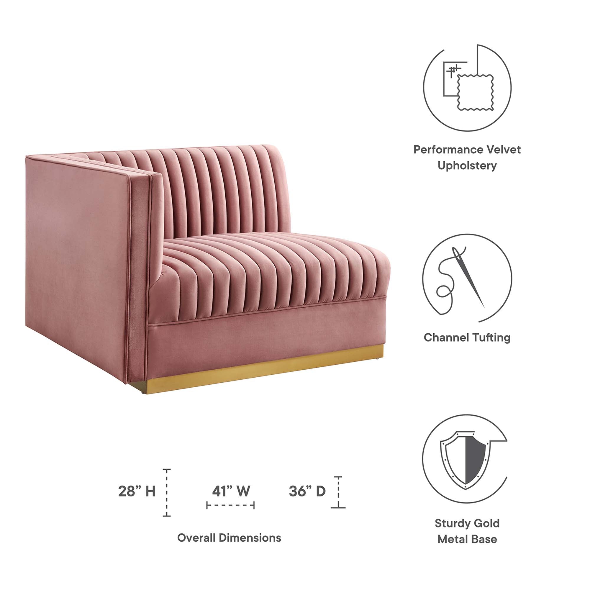 Sanguine 7-Piece Channel Tufted Performance Velvet Right-Facing Modular Sectional Sofa